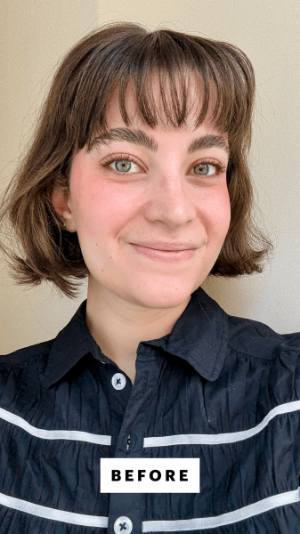 Felbin before applying the Trinny London Just Joyous Lipstick