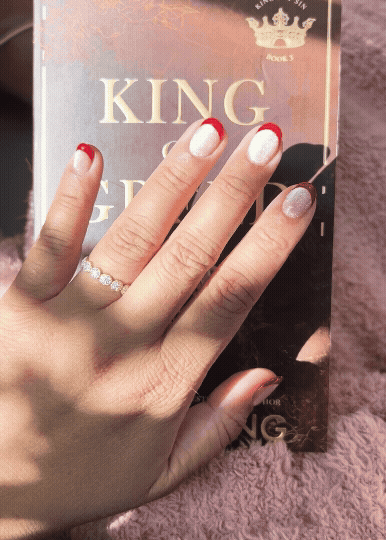 velvet french manicure in red